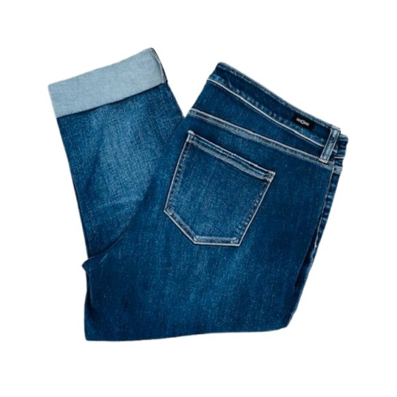 Liverpool Charlie Stretch Denim Mid-Rise Crop Leg Wide Rolled Cuff Jeans 18W - Picture 2 of 10